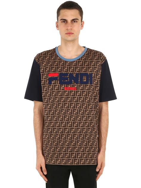 fendi mania t-shirt a stampa in cotone